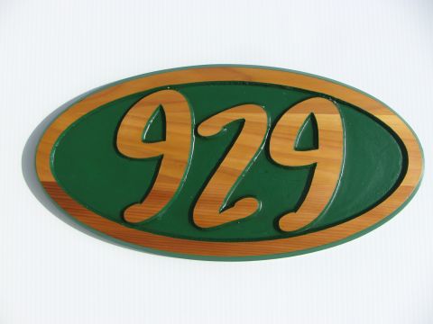 Wooden sign oval - numbers 